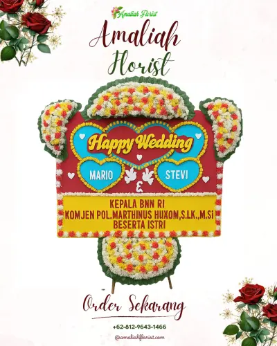 Karangan Papan Bunga Pernikahan di Sewukan